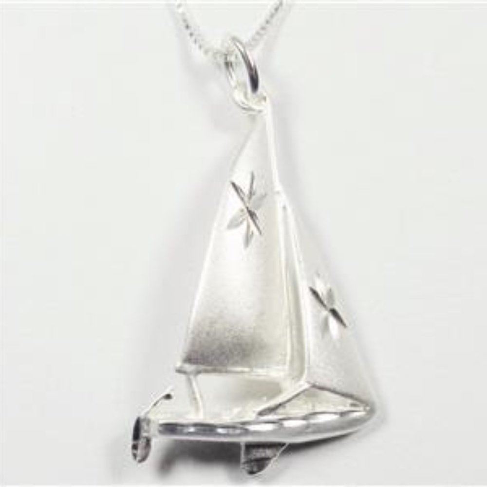 STERLING SILVER NAUTICAL RACING SAILBOAT NECKLACE